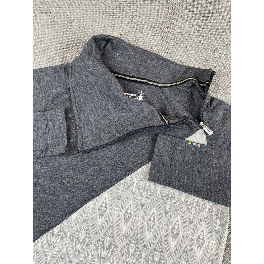 Smartwool Shirt Womens (M) Gray Merino 250 Asymmetrical Neck Zip Wool Top